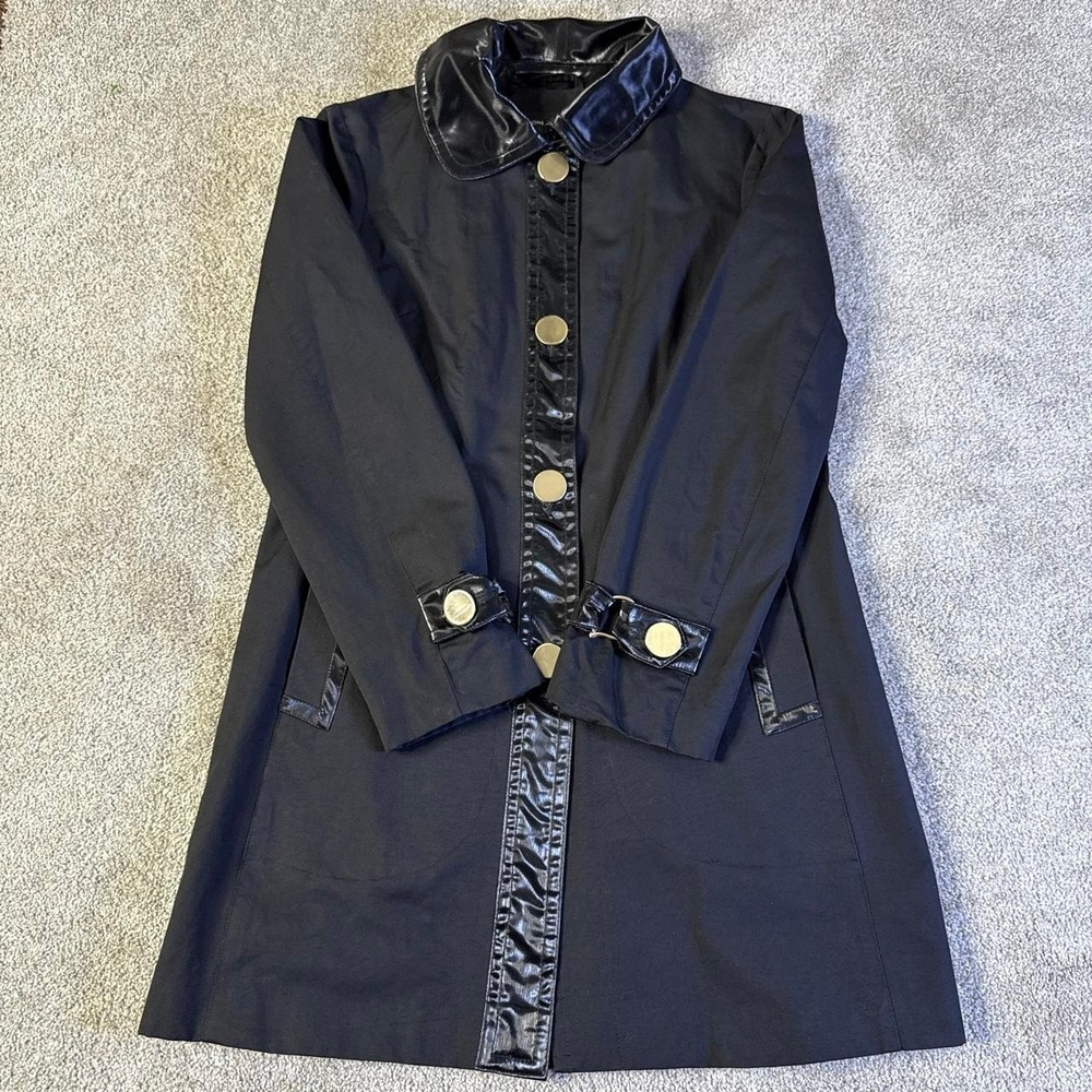 Jones New York Women's Black Coat Size Small Nylon Cotton Blend Classic Jacket